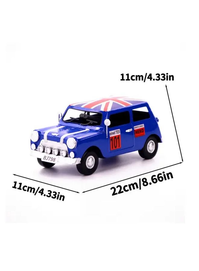 Yellow Vintage British Mini Car Model All Metal Handmade Desktop Decoration - Image 2